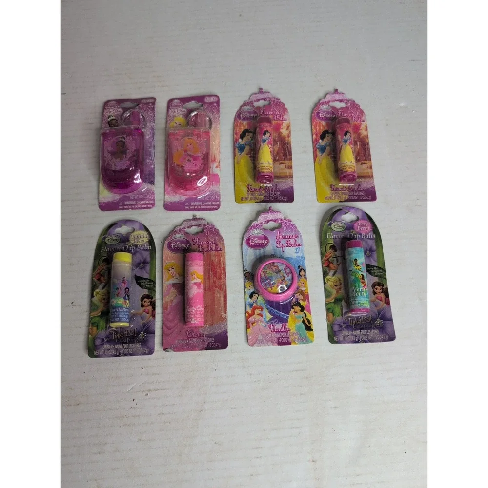 Lot Of 8 Disney Princess Lip Balm Gloss Fairest Apple Strawberry Snow White